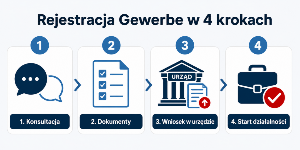 Rejestracja Gewerbe sprzątającego w Niemczech w 4 krokach: konsultacja, dokumenty, wniosek i start