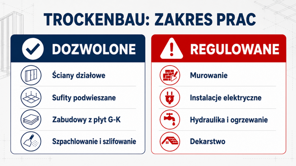 Trockenbau w Niemczech – porównanie prac dozwolonych i zawodów regulowanych